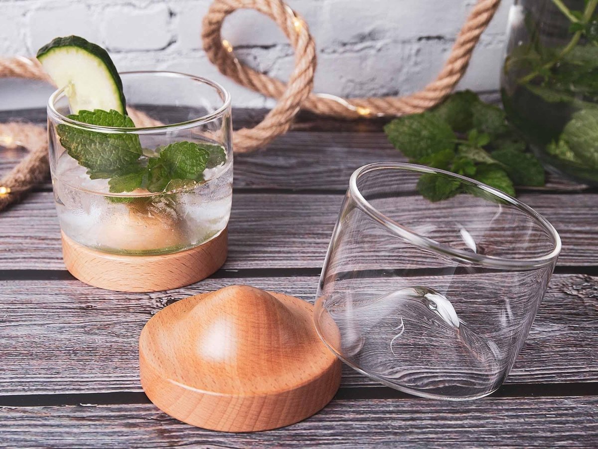 Cocktailglas mit Holzuntersetzer "small hill" außergewöhnlich Geschenk Holz TrinkglasHolzallerliebst.shop