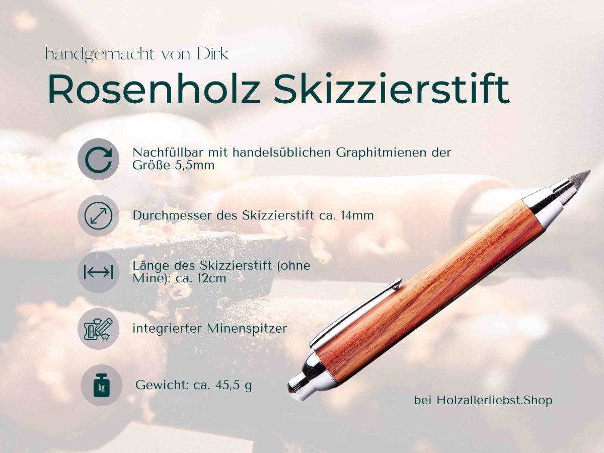 Der handgefertigte Rosenholz-Bleistift: Kreatives Schreiben und Zeichnen in eleganter Ausführung aus Holz Bleistift Dirk Schreibstifte, Kugelschreiber & FüllerHolzallerliebst.shop