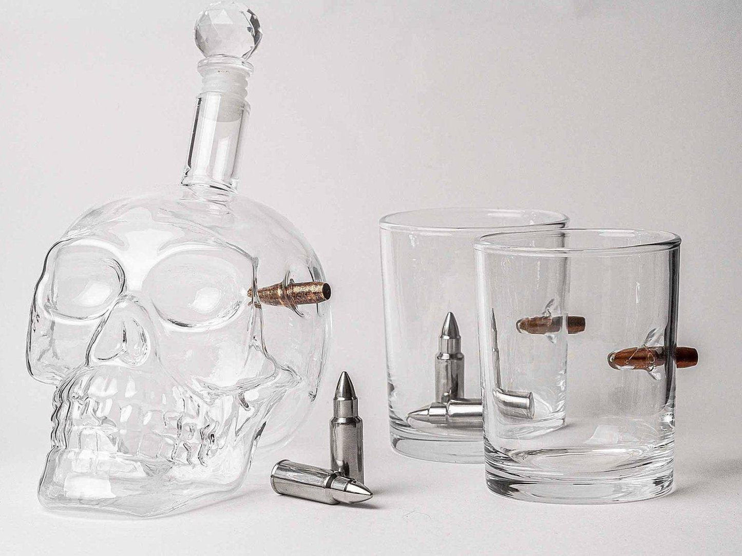 Hausbar Geschenkset Totenkopf mit Shot Eiswürfelsteine Munition Eiswürfelsteine Patrone Geschenk Cocktail- & BarzubehörsetsHolzallerliebst.shop