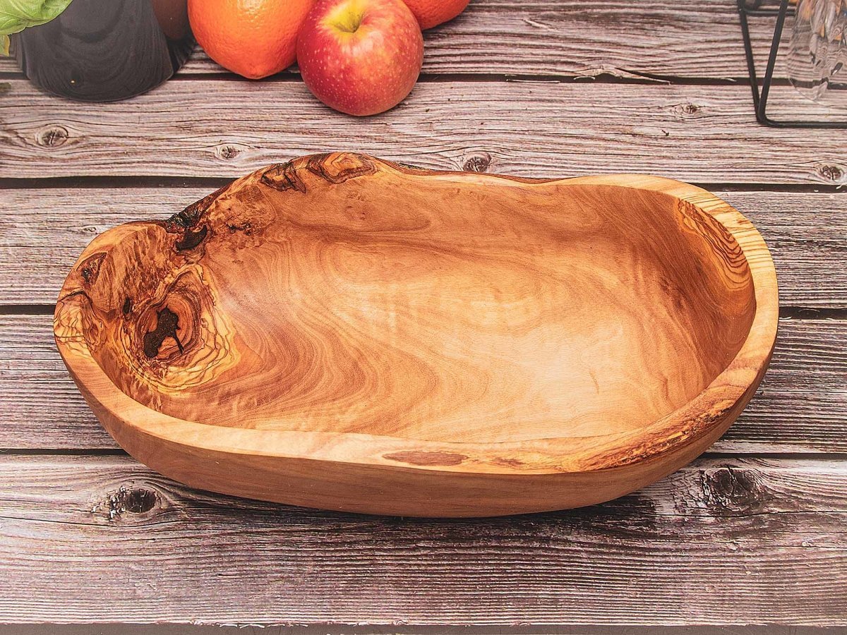 Handgearbeitete Olivenholz Schale in länglicher Form aus Holz Brotschale dekoschale SchalenHolzallerliebst.shop
