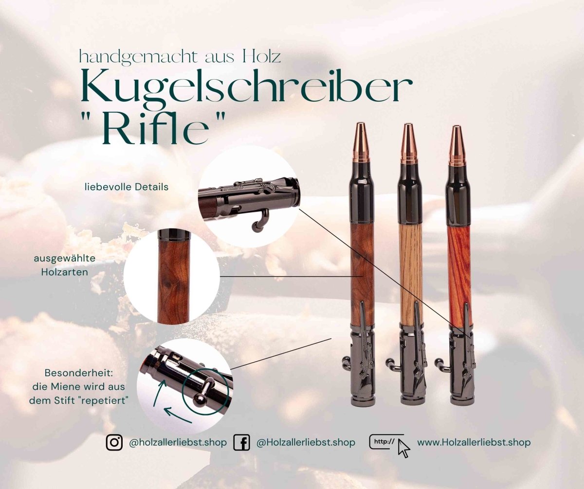 Holz-Kugelschreiber "Rifle" handgedrechselt Birke_Kugelschreiber bocote_kugelschreiber Dirk KugelschreiberHolzallerliebst.shop