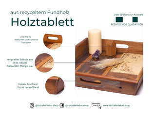 Holztablett im Industrial Style Deko Look altholz Dekotablett eckiges Tablett TablettsHolzallerliebst.shop