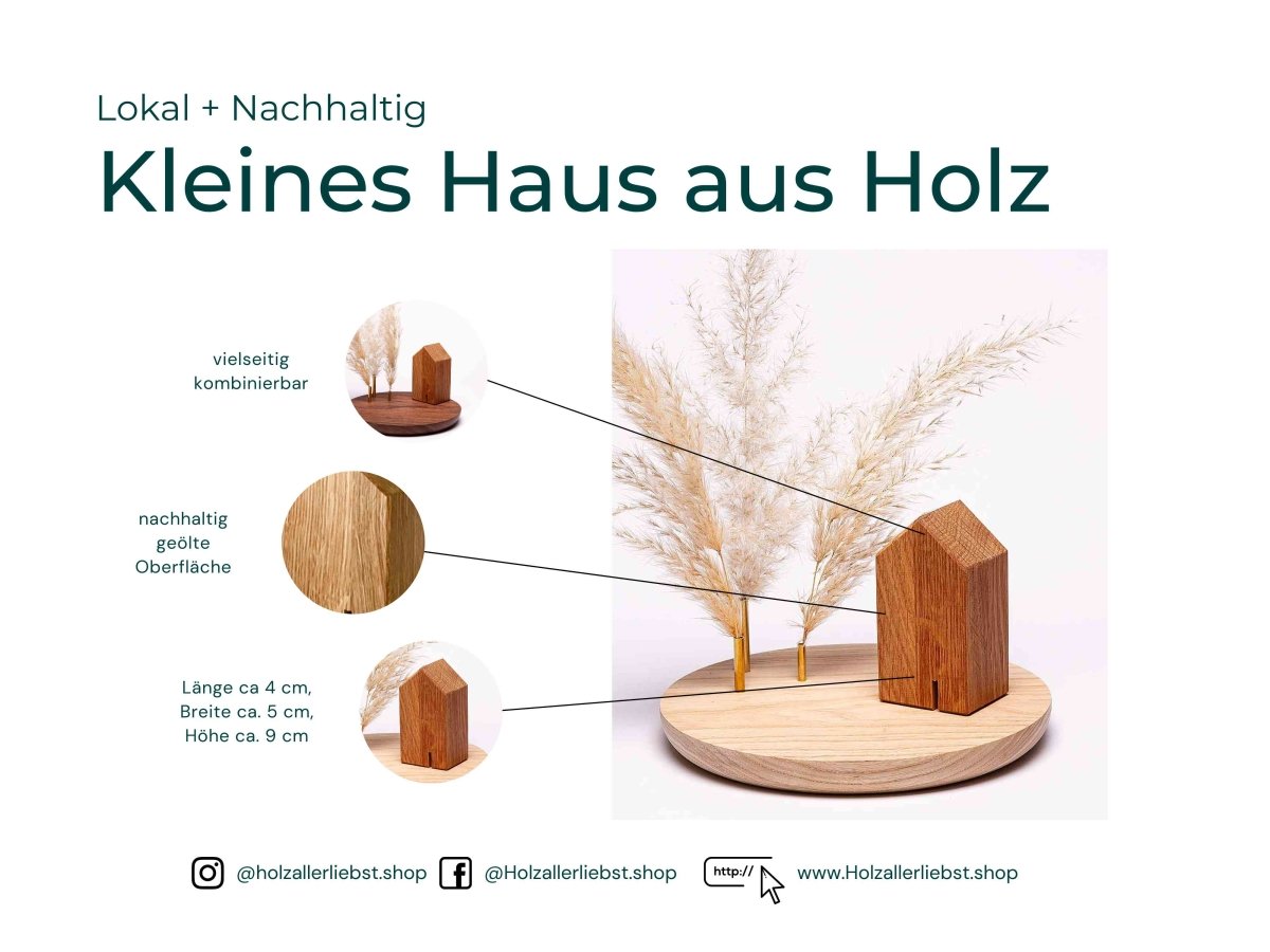 Kleines Holzhaus | Lokal + Nachhaltig aus Holz Blumenvase aus Holz boho DekorationHolzallerliebst.shop