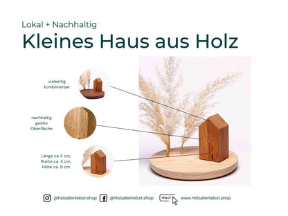 Kleines Holzhaus | Lokal + Nachhaltig aus Holz Blumenvase aus Holz boho DekorationHolzallerliebst.shop