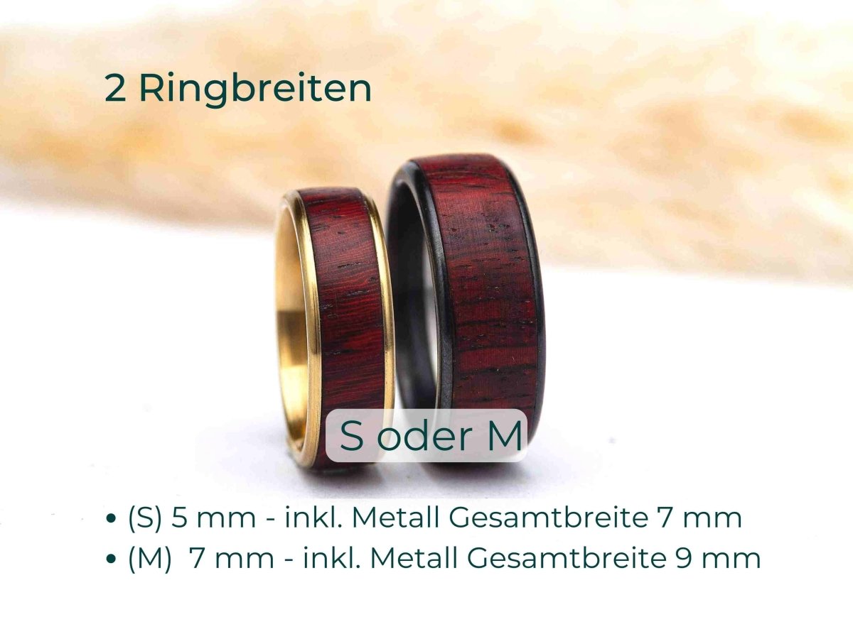 Ring aus Holz und Metall - Anthrazit - Breite S 5mm Amazakone außergewöhnlich RingHolzallerliebst.shop