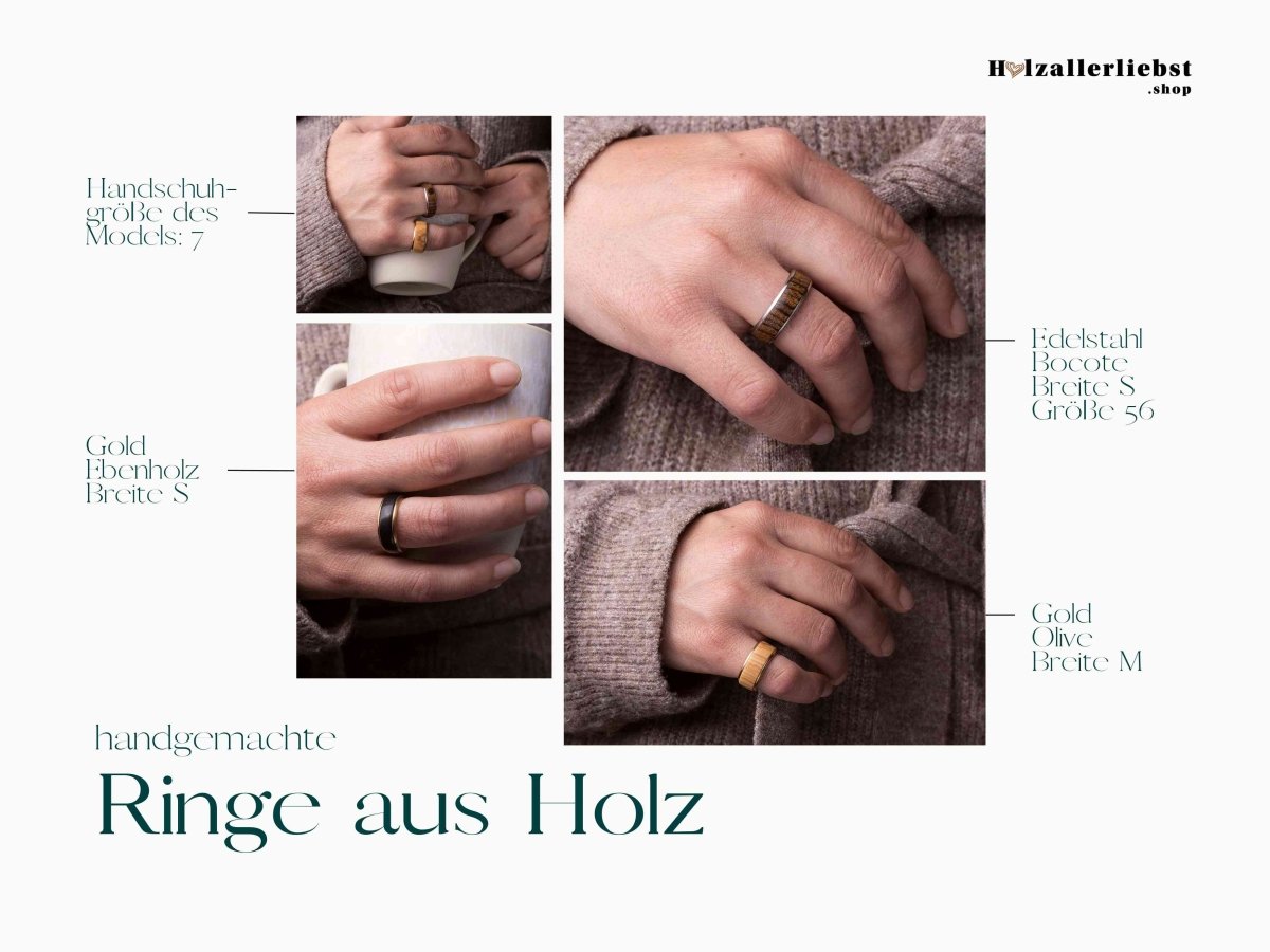 Ringe aus Holz und Metall - Edelstahl - Breite M 5mm Amazakone außergewöhnlich RingHolzallerliebst.shop