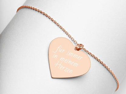 Silberhalskette mit graviertem Herzanhänger Halskette Halsketten Herz KettenHolzallerliebst.shop