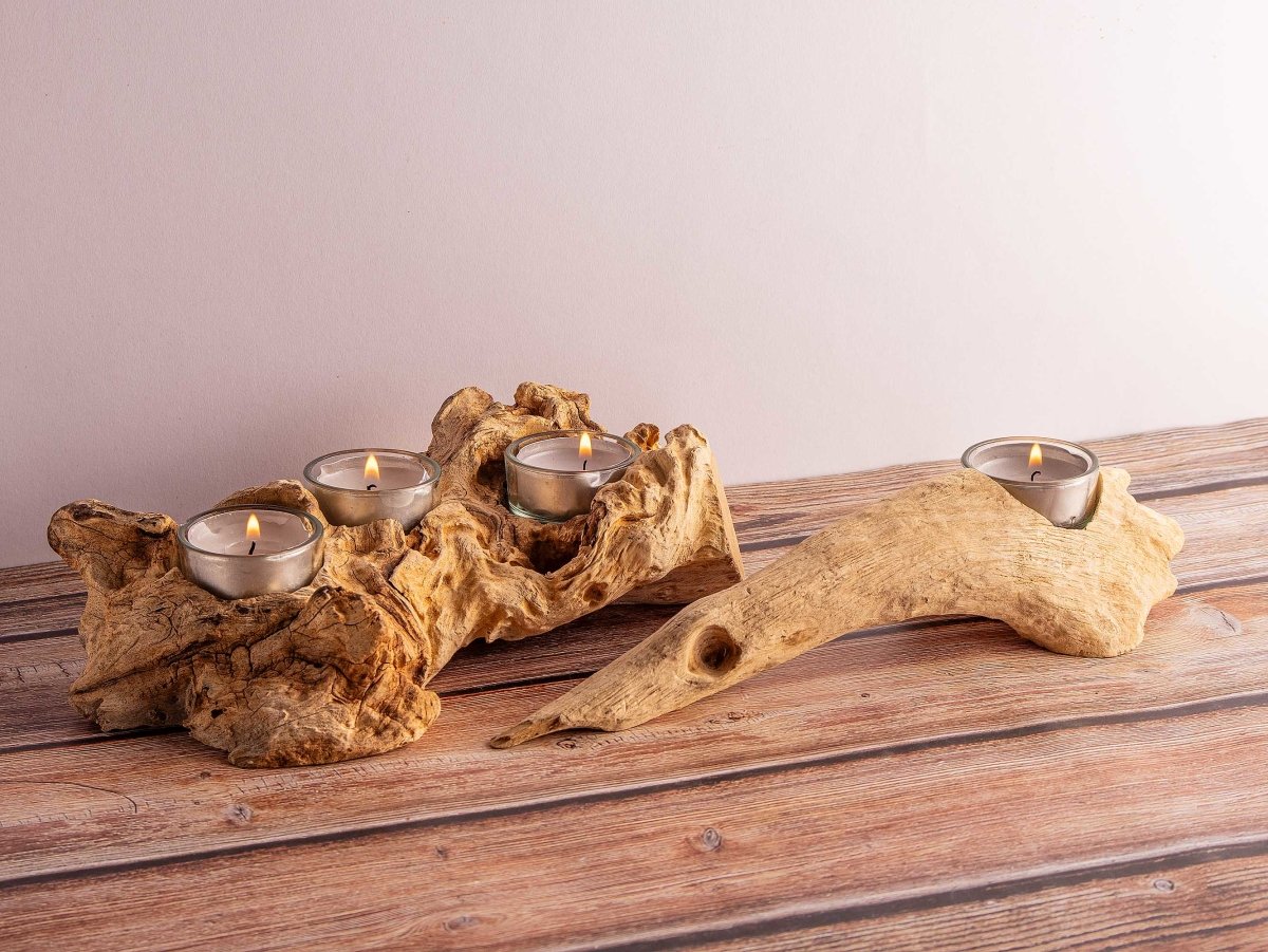 Teelichtständer Wurzel aus Teakholz | klein Deko Dekoration aus Wurzel geschenke aus holz KerzenständerHolzallerliebst.shop
