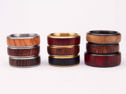 vergoldeter Ring aus Holz und Metall - Breite M 5mm Amazakone außergewöhnlich RingHolzallerliebst.shop