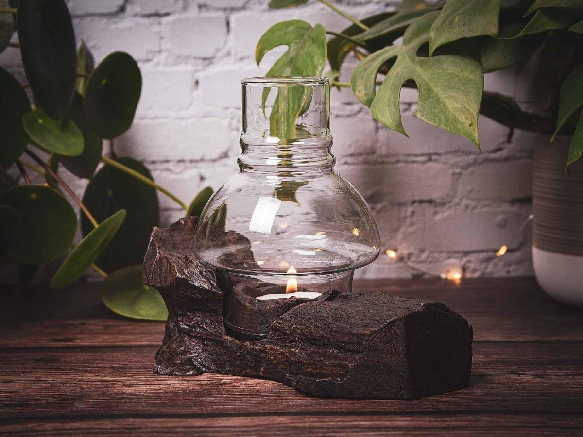Wurzel mit Windlicht | Teelichthalter aus Holz Deko dekoidee KerzenständerHolzallerliebst.shop